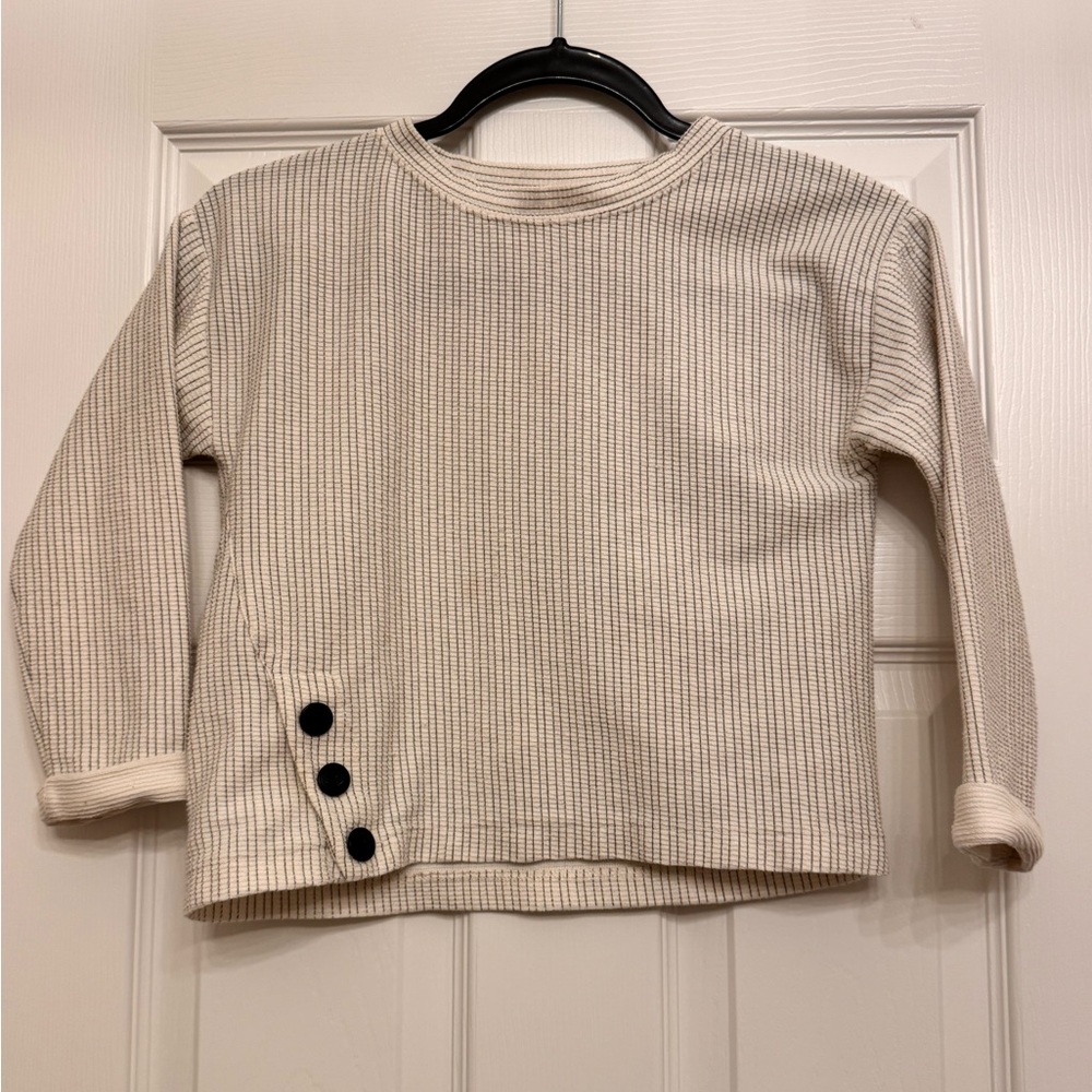 Zara Black and White Striped Shirt, Red Spot On Sleeve Doesn’t Come Off.